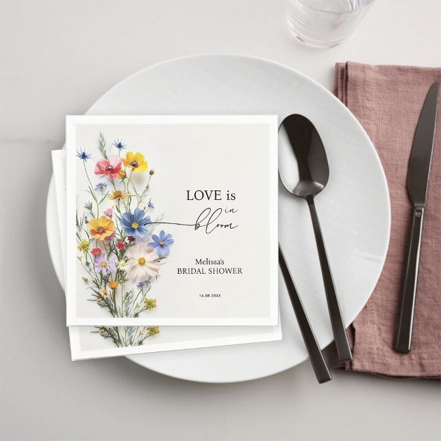 Wildflowers Love is in Bloom Bridal Shower Napkin (Creator Uploaded)