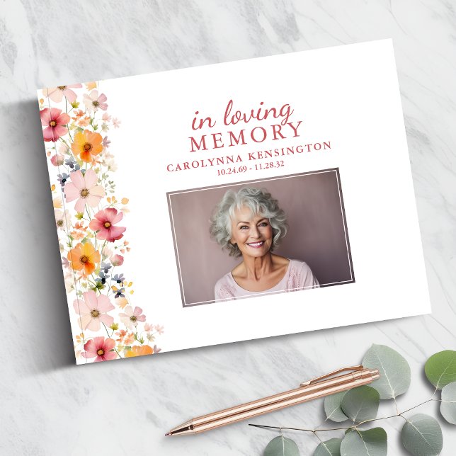 Wildflowers Loving Memory Funeral Memorial Photo Guest Book (Creator Uploaded)