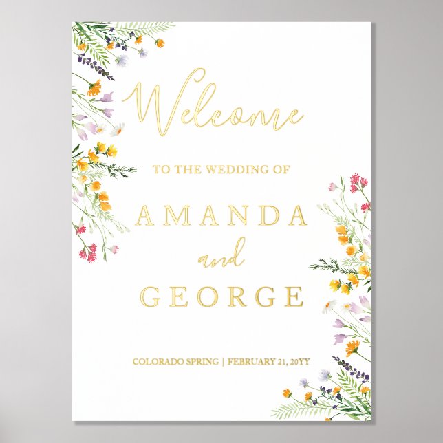 Wildflowers luxury Welcome sign for weddings (Front)