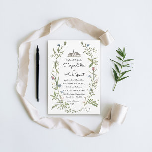 Wildflowers Manor Hand-Written Modern Chic Wedding Invitation
