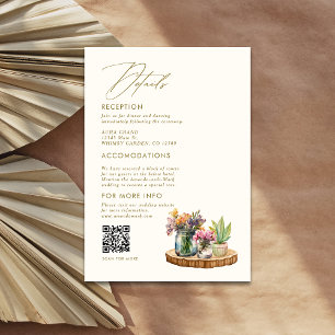 Wildflowers Mason Jar Boho bohemian wedding detail Enclosure Card