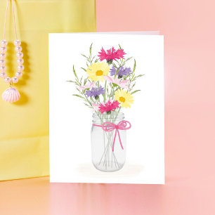 Wildflowers Mason Jar Vase Women's Stationery Card