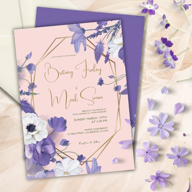 Wildflowers Mauve Rustic Purple Wedding Invitation (Creator Uploaded)