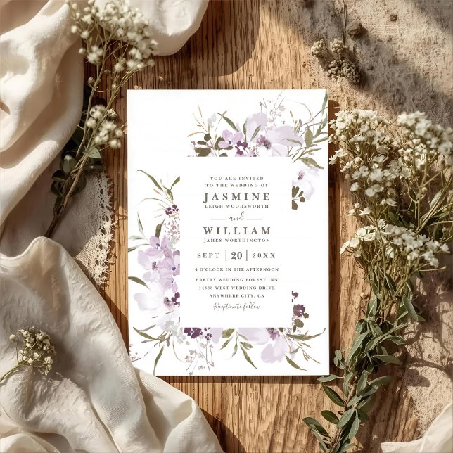 Wildflowers Meadow Elegant Modern QR Code Wedding Invitation (Creator Uploaded)