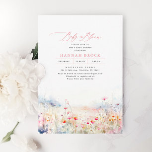Wildflowers Meadow Elegant Summer Baby Shower Invitation