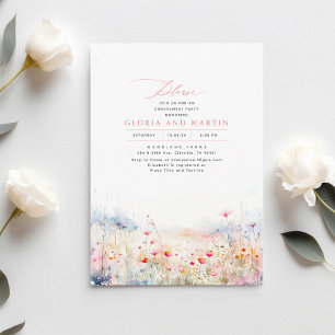 Wildflowers Meadow Elegant Summer Engagement Party Invitation