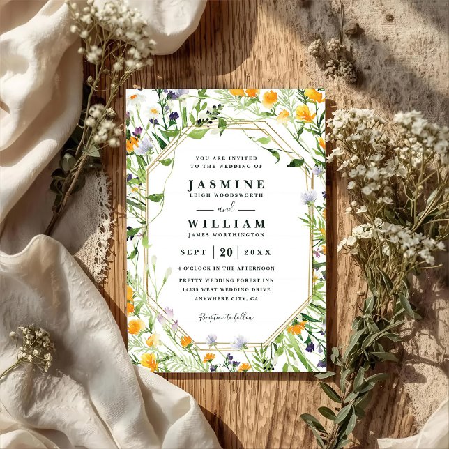 Wildflowers Meadow Rustic Elegant QR Code Wedding Invitation (Creator Uploaded)