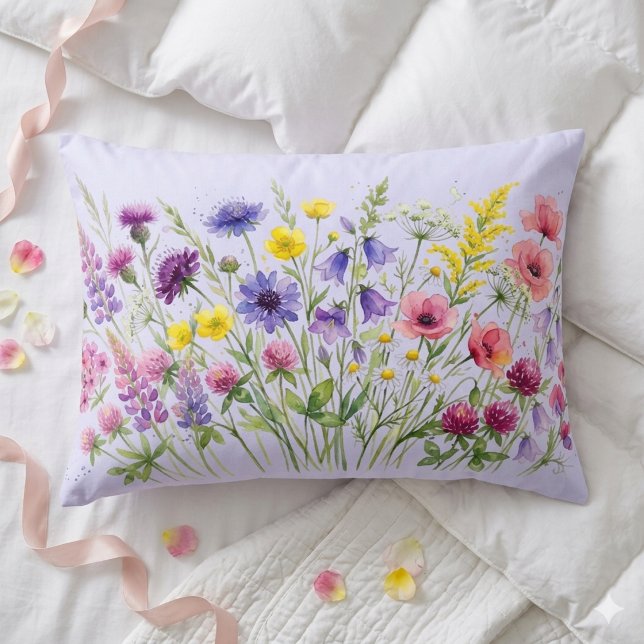 Wildflowers meadow watercolours decorative cushion (Creator Uploaded)