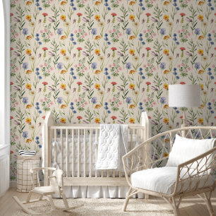 Wildflowers Minimalist Boho Floral Wallpaper