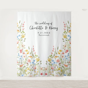 Wildflowers Modern Garden  Wedding Photo  Backdrop Tapestry