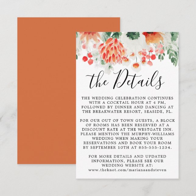 Wildflowers Modern Watercolor Trendy Floral Enclosure Card (Front/Back)