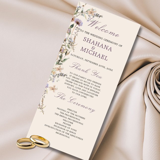Wildflowers Modern Welcome Order Service Wedding Menu (Creator Uploaded)