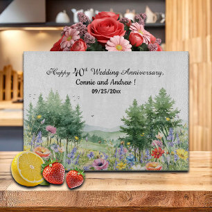 Wildflowers Mountains 40th Wedding Anniversary Cutting Board