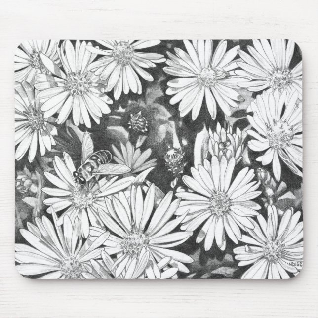 Wildflowers Mouspad  Flower Sketch Computer Decor Mouse Pad (Front)