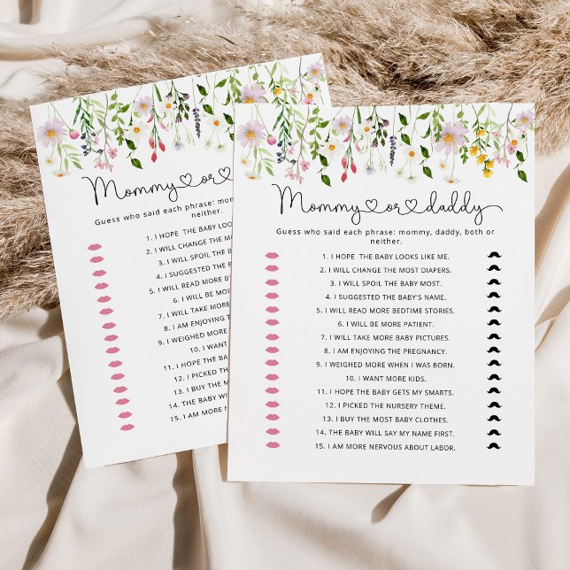 Wildflowers mummy or daddy baby shower game (Creator Uploaded)