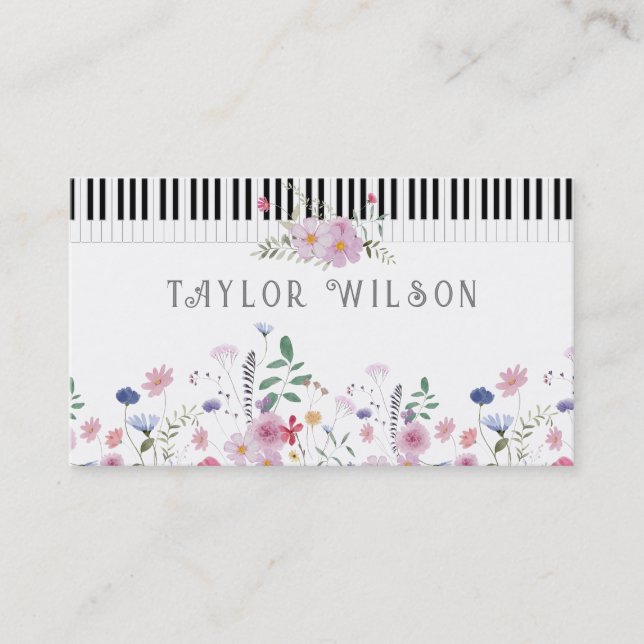 wildflowers music piano Business Card (Front)