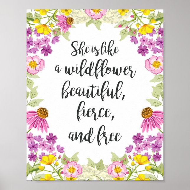 Wildflowers nursery art Quote art Girl Wild flower Poster (Front)