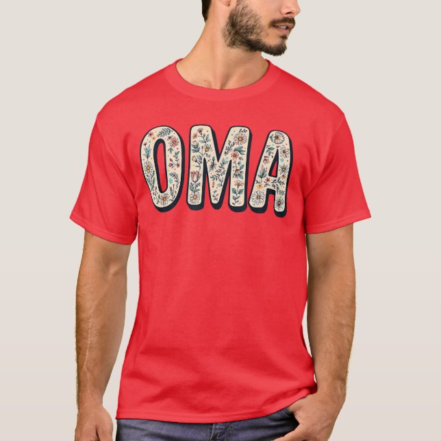Wildflowers Oma Floral Mothers Day Oma retro T-Shirt (Front)