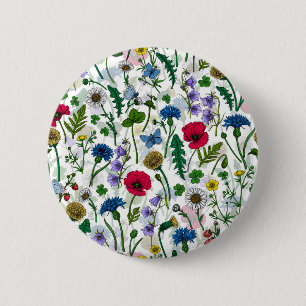 Wildflowers on black button