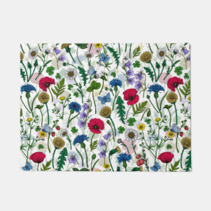 Wildflowers on black doormat