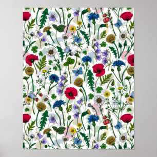 Wildflowers on black poster