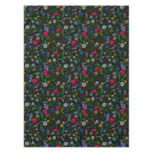 Wildflowers on black tablecloth