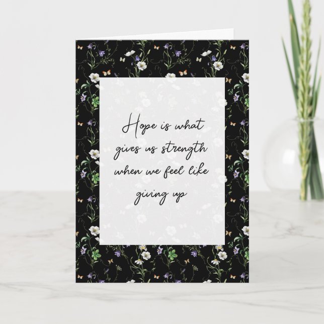 Wildflowers On Black Thinking Of You  Card (Front)