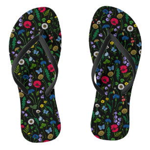 Wildflowers on black thongs
