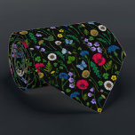 Wildflowers on black tie<br><div class="desc">Hand-painted collection of various wild flowers.</div>