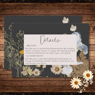 Wildflowers on Charcoal Wedding Details Enclosure Card