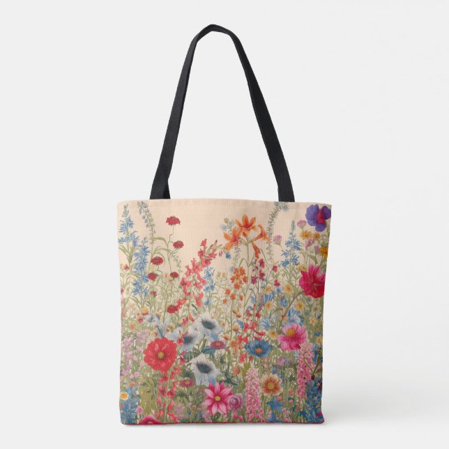 Wildflowers on Cream Background Tote Bag (Back)