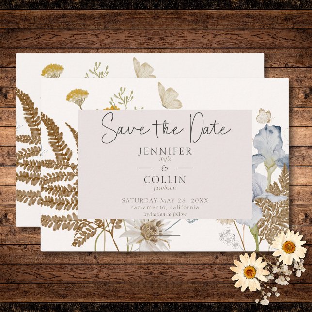 Wildflowers on Cream Wedding Save The Date (Wildflowers on Cream Wedding Save The Date)