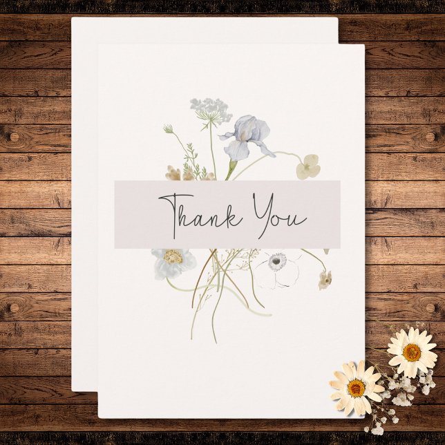 Wildflowers on Cream Wedding Thank You Card (Wildflowers on Cream Wedding Thank You Card)