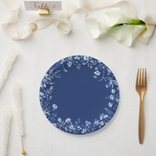 Wildflowers on French Blue Paper Plate
