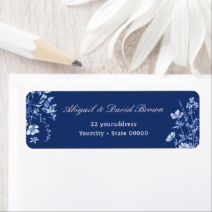 Wildflowers on French Blue Return Address Label