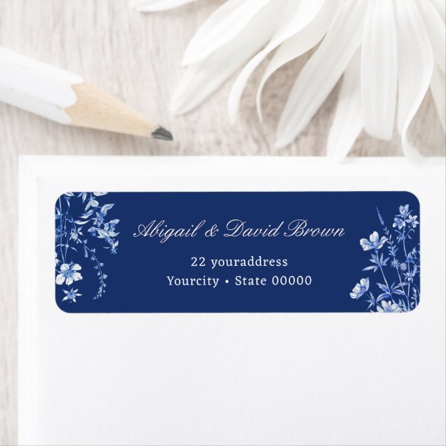 Wildflowers on French Blue Return Address Label (Insitu)