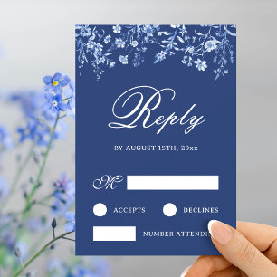 Wildflowers on French Blue Wedding RSVP Card