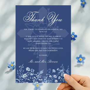 Wildflowers on French Blue Wedding Thank You Card