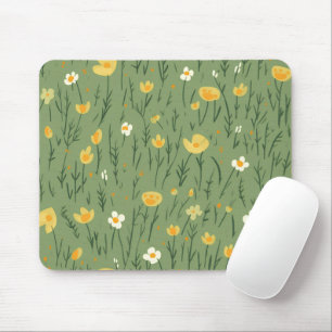 Wildflowers On Green Mouse Pad