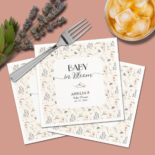 Wildflowers on Ivory Baby Shower Napkin