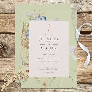 Wildflowers on Light Sage Wedding Invitation
