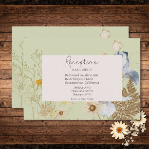 Wildflowers on Light Sage Wedding Reception Enclosure Card