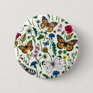 Wildflowers on off white button