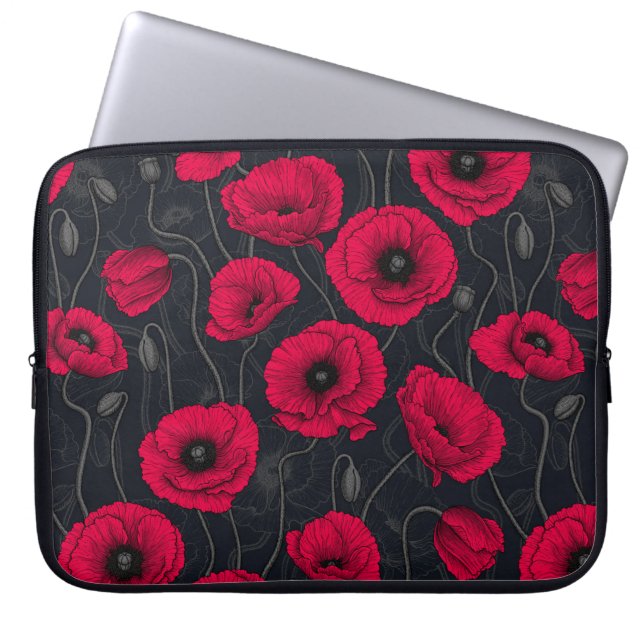 Wildflowers on off white laptop sleeve (Front)