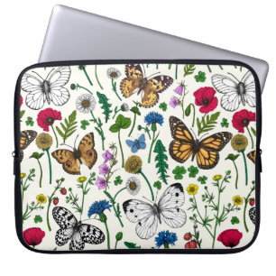 Wildflowers on off white laptop sleeve