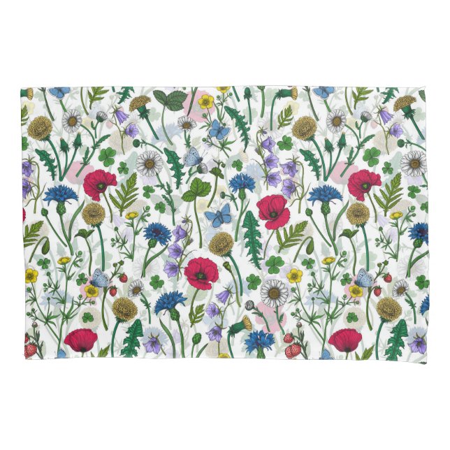 Wildflowers on off white pillowcase (Front-Left)