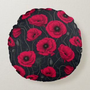 Wildflowers on off white round pillow