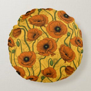 Wildflowers on off white round pillow