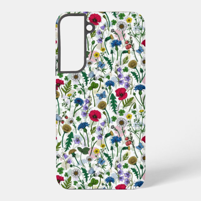 Wildflowers on off white samsung galaxy s22+ case (Back)