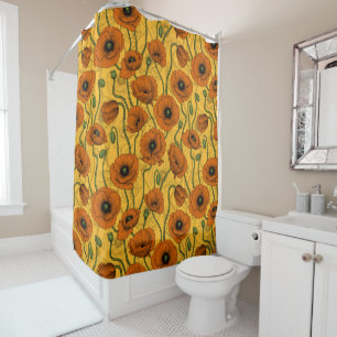 Wildflowers on off white shower curtain